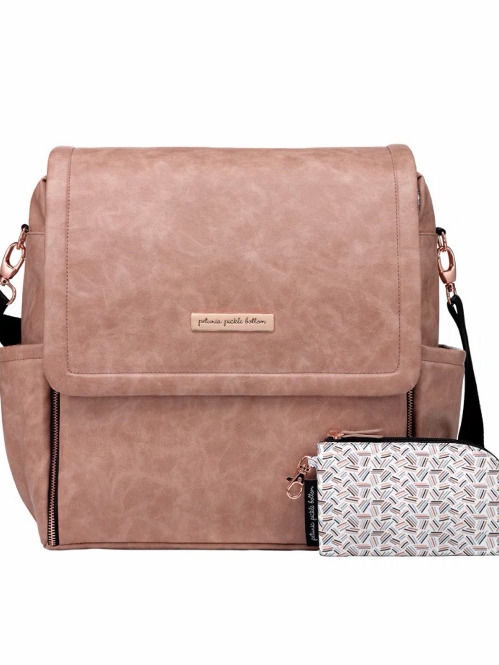 Petunia Pickle Bottom Boxy Backpack in Dusty Rose Leatherette Diaper Bag